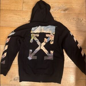 Off white Monat painting hoodie size L zipper is broken but still works
